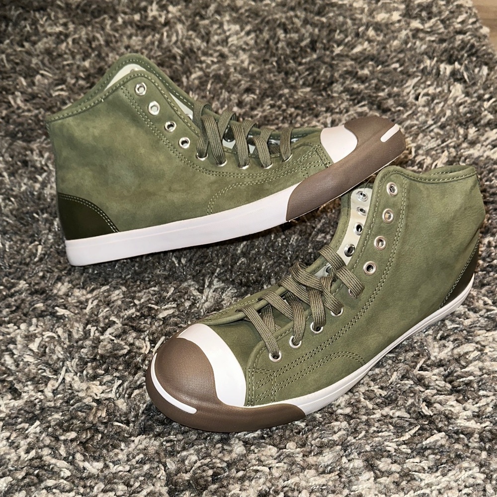 New Converse Jack Purcell Mid in Olive Green / Army Green Gum